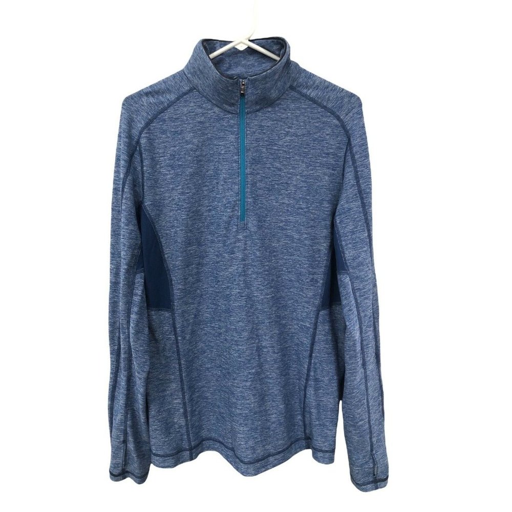 Lululemon Men's L Velocity 1/4 Zip Reflective Blue Gray W Thumb Holes Pocket